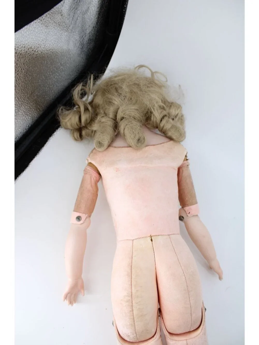 Vintage German Bisque Doll Leather body 22